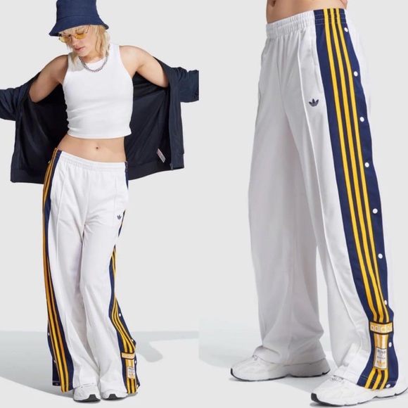 adidas Originals Pants - ✨Host pick✨NWOT Adidas White Track Pants with Yellow Stripes
